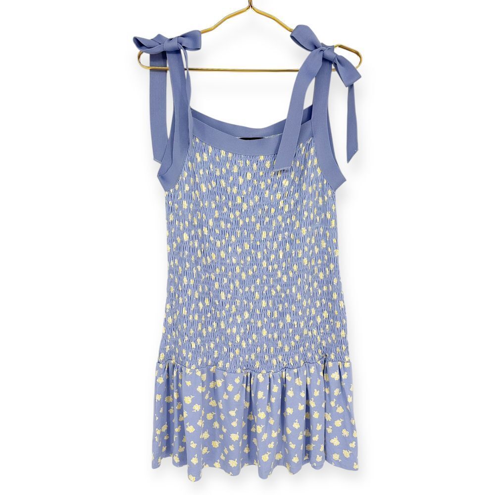 French Connection NWT Smocked Peony-Doria Eco Mini‎ Dress Floral Print Size L